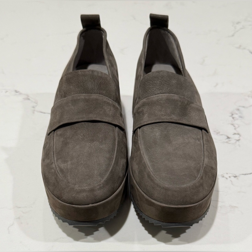 Eileen Fisher Loafers Women's Size 8.5 Gray Nubuck Wedge Platform Shoes - Picture 2 of 9
